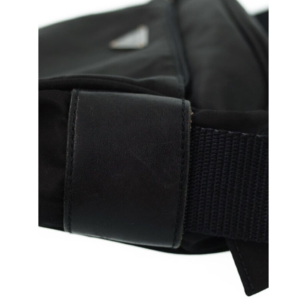 Prada Tessuto shoulder bag leather trim enameled triangle logo Black - Picture 7 of 9
